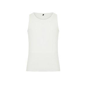 Trendyol White Men's Slim/Slim Cut Corded Basic Sleeveless T-Shirt/Singlet