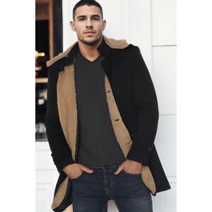 PLT8399 DEWBERRY SUEDE LOOK MEN'S COAT-PLAIN BLACK