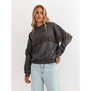 Anthracite sweatshirt with tassels Cocomore