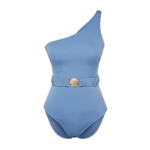 Trendyol Blue Belted One Shoulder Regular Swimsuit with Premium Accessories