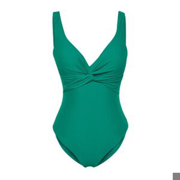 Trendyol Emerald Green V-Neck Knotted Regular Swimsuit