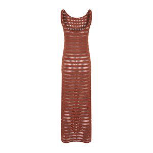 Trendyol Brown Maxi Knitted Slit Knitwear Look Beach Dress