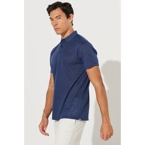 AC&Co / Altınyıldız Classics Men's Indigo Slim Fit Slim Fit Polo Neck Short Sleeve T-Shirt