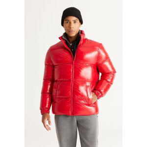 AC&Co / Altınyıldız Classics Men's Red Standard Fit Regular Fit High Neck Windproof Fiber-Filled Coat