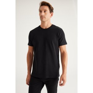 ALTINYILDIZ CLASSICS Men's Black Slim Fit Narrow Cut Crew Neck 100% Cotton T-Shirt
