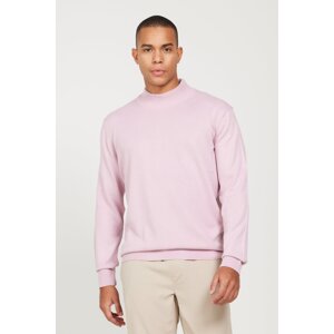 ALTINYILDIZ CLASSICS Men's Pale Pink Anti-Pilling Anti-Pilling Standard Fit Half Turtleneck Knitwear Sweater