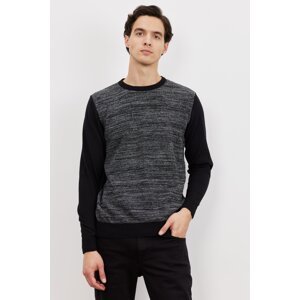 ALTINYILDIZ CLASSICS Men's Black-gray Standard Fit Regular Cut Crew Neck Patterned Knitwear Sweater