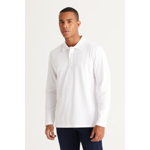 AC&Co / Altınyıldız Classics Men's White Standard Fit Normal Cut 3 Thread Fleece 100% Cotton Polo Neck Sweatshirt