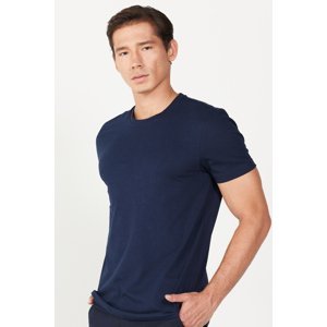 ALTINYILDIZ CLASSICS Men's Navy Blue Slim Fit Slim Fit Crew Neck Cotton Short Sleeve T-Shirt