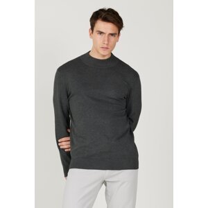 ALTINYILDIZ CLASSICS Men's Anthracite-Melange Standard Fit Normal Cut Half Turtleneck Knitwear Sweater