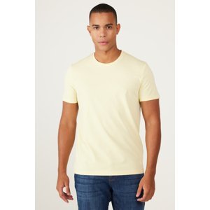 ALTINYILDIZ CLASSICS Men's Yellow Slim Fit Slim Fit Crew Neck Cotton Short Sleeve T-Shirt