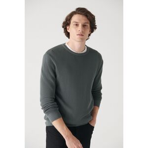 Avva Men's Nefti Crew Neck Textured Cotton Standard Fit Normal Cut Knitwear Sweater