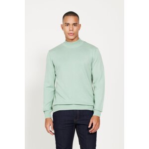 ALTINYILDIZ CLASSICS Men's Aqua Green Standard Fit Regular Cut Half Turtleneck Cotton Knitwear Sweater