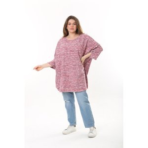 Şans Women's Plus Size Pink Tunic with Ornamental Metal Buttons and Spectacled Thickness