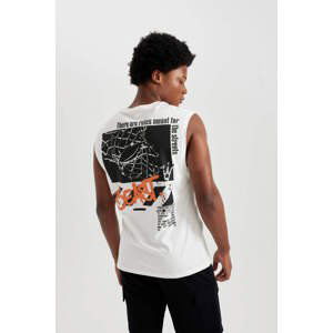 DEFACTO Boxy Fit Printed Cotton Crew Neck Sleeveless Undershirt