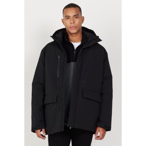 AC&Co / Altınyıldız Classics Men's Black Hooded High Neck Standard Fit Warm Windproof Coat