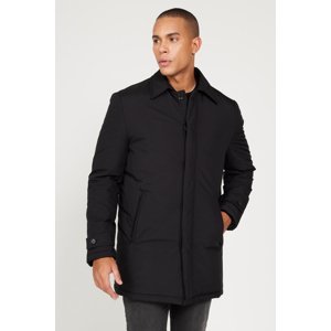 ALTINYILDIZ CLASSICS Men's Black Standard Fit Normal Cut Shirt Collar Coat