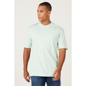 AC&Co / Altınyıldız Classics Men's Mint Oversize Loose Cut Crew Neck 100% Cotton Patterned T-Shirt