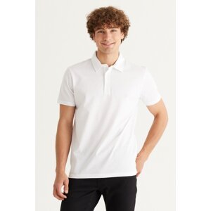 ALTINYILDIZ CLASSICS Men's White Slim Fit Narrow Cut Polo Neck 100% Cotton T-Shirt