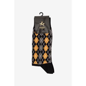 ALTINYILDIZ CLASSICS Men's Black-Mustard Patterned Bamboo Cleat Socks