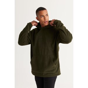 AC&Co / Altınyıldız Classics Men's Khaki Oversize Loose-Fit Hooded Fleece Sweatshirt