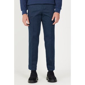 ALTINYILDIZ CLASSICS Men's Navy Blue Comfort Fit Relaxed Fit Side Pocket Cotton Diagonal Patterned Trousers