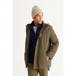 AC&Co / Altınyıldız Classics Men's Khaki Standard Fit Regular Fit Windproof Hooded High Neck Coats Trench Coat