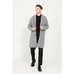 AC&Co / Altınyıldız Classics Men's Gray Oversize Loose Cut Mono Collar Woolen Cuff Coat