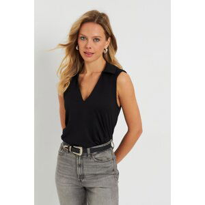 Cool & Sexy Women's Polo Neck Blouse Black