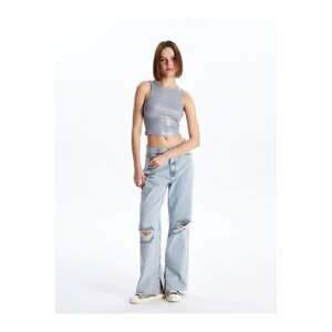 LC Waikiki Women's High Waist Wideleg Ripped Detail Jeans