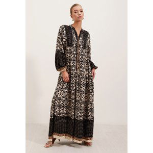 Bigdart 2423 Authentic Patterned Dress - D. Black