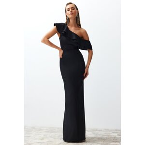 Trendyol Black Flounce Elegant Evening Dress