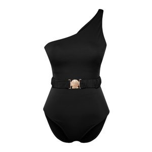 Trendyol Black Belted One-Shoulder Accessory Regular Swimsuit