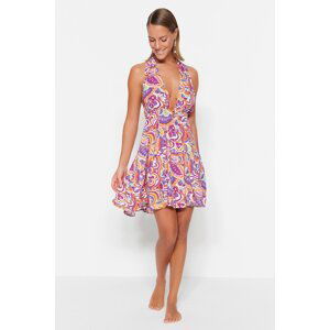 Trendyol Abstract Patterned Mini Woven Backless Beach Dress