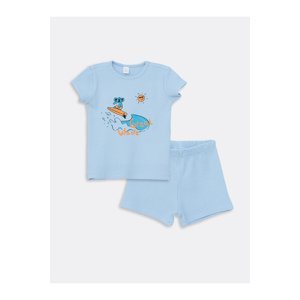 LC Waikiki Crew Neck Short Sleeve Printed Baby Boy Short Pajamas Set