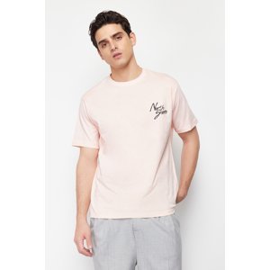 Trendyol Powder Relaxed Short Sleeve Text Printed 100% Cotton T-Shirt