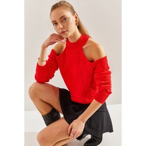 Bianco Lucci Women's Braided Decollete Knitwear Sweater