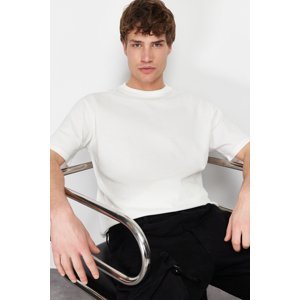 Trendyol Ecru Relaxed/Comfortable Fit 100% Cotton Textured T-Shirt
