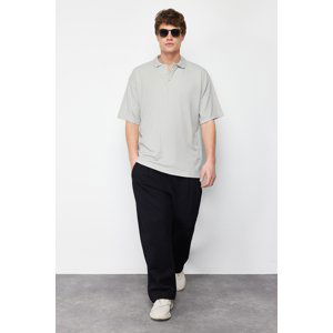 Trendyol Limited Edition Basic Stone Oversize/Wide Fit Full Fabric Polo Neck T-Shirt