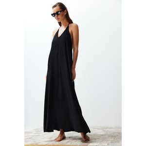 Trendyol Black Maxi Woven Back Low-cut Beach Dress