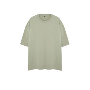Trendyol Plus Size Mint Oversize/Wide Cut 100% Cotton T-Shirt