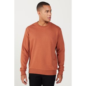 AC&Co / Altınyıldız Classics Men's Light Brown Standard Fit Regular Fit Crew Neck 3 Thread Cotton Sweatshirt