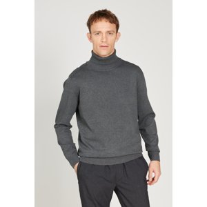 ALTINYILDIZ CLASSICS Men's Anthracite-Melange Regular Fit Full Turtleneck Sweater