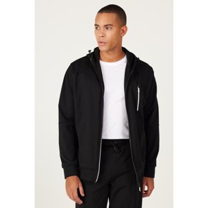 ALTINYILDIZ CLASSICS Men's Black Standard Fit Normal Fit Hooded Casual Sweatshirt with Pocket