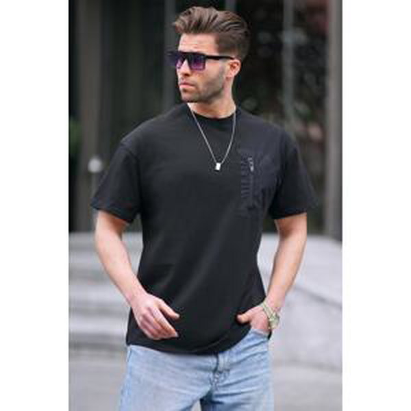 Madmext Black Pocket Detailed Men's T-Shirt 6183