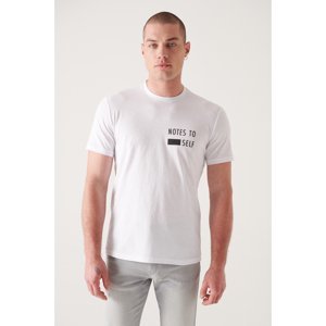 Avva Men's White Crew Neck Printed T-shirt