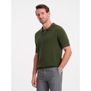 Ombre Men's structured knit polo shirt - olive