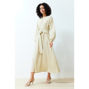 Trendyol Beige Front Tie Woven Dress