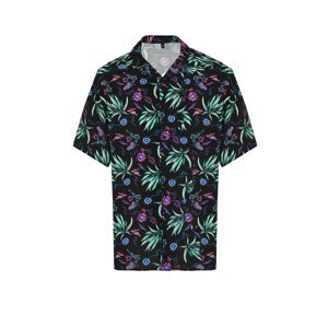 Trendyol Purple Oversize Fit 100% Viscose Patterned Short Sleeve Flowy Summer Shirt