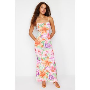Trendyol Multicolored Floral Bodycone/Fit Strap Maxi Stretchy Knitted Maxi Pencil Dress